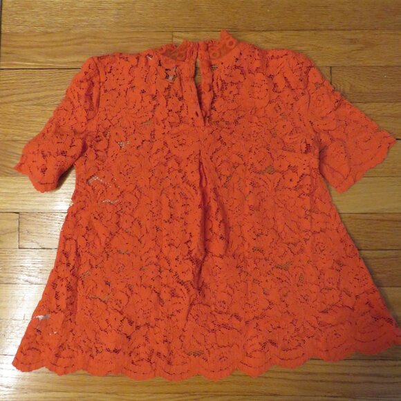 HD in Paris from Anthropologie - Dark orange/Red/Coral shirt - US 2 - VGUC - Picture 4 of 5